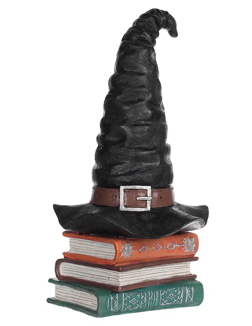 Figura decorativa de halloween Cementerium con forma de sombrero con libros