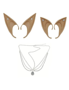 Set de accesorios para disfraz de Duende elfo hada orejas y collar güish