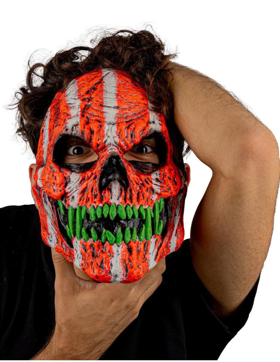 Máscara para disfraz de calavera efecto neón naranja Urban Mask