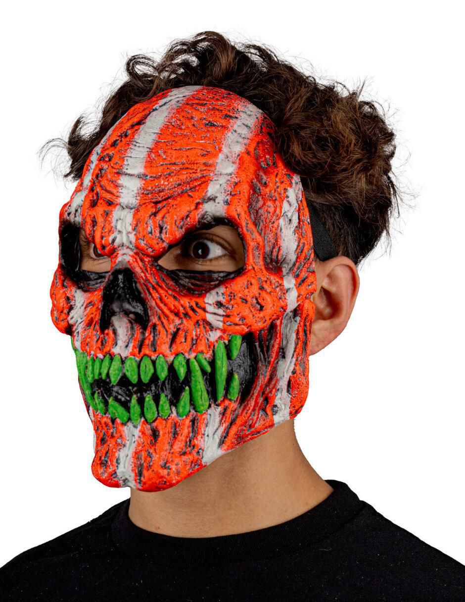 Máscara para disfraz de calavera efecto neón naranja Urban Mask 5