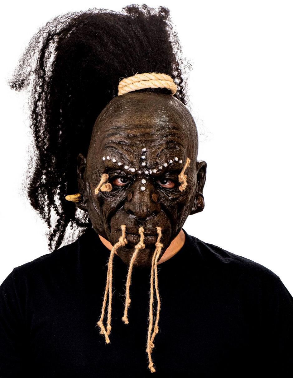 Máscara para disfraz de chamán tribal voodoo