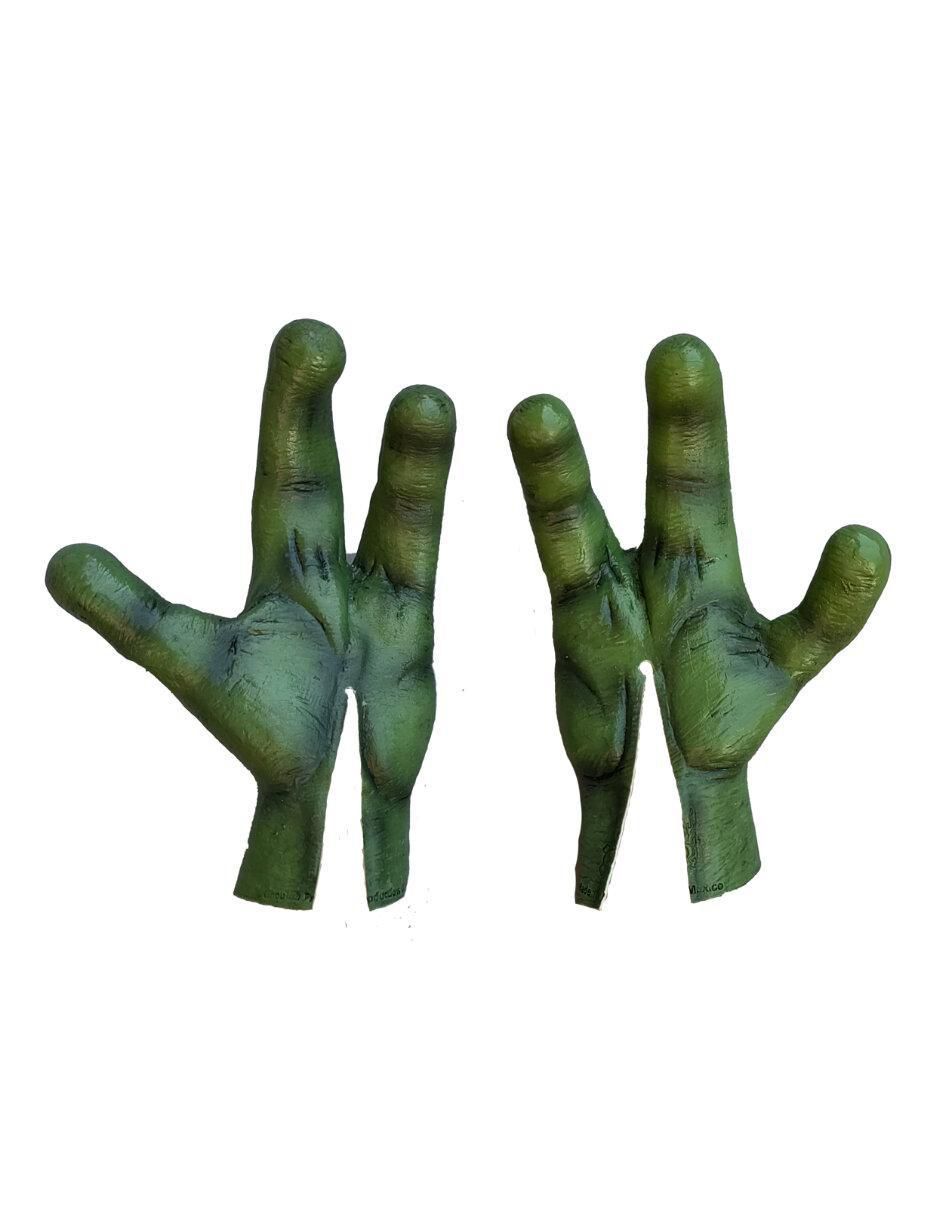 Guantes para disfraz de manos extraterrestre verde 2