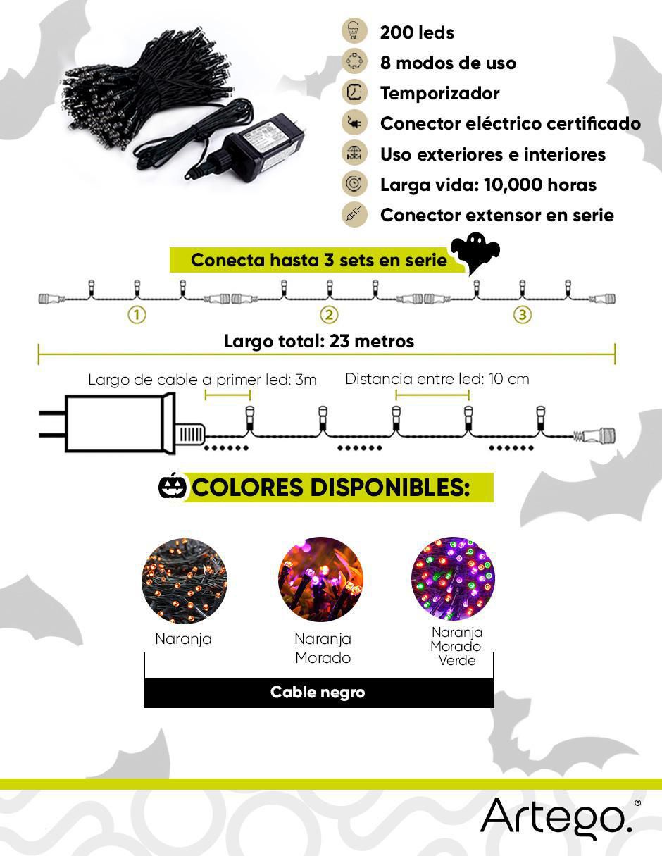 Serie funciones LED Artego decoración Halloween con 200 focos