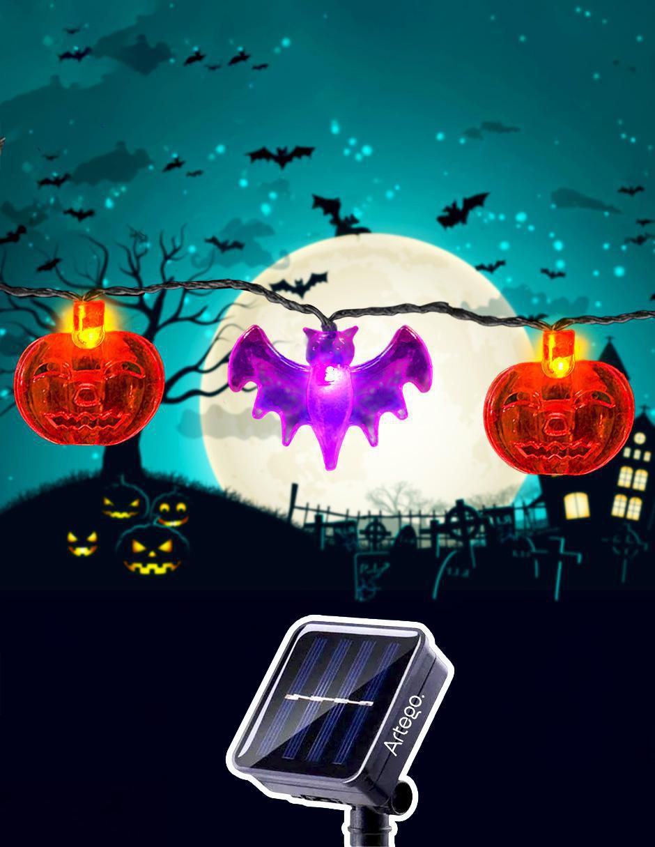 Serie funciones led halloween calabaza murciélago solar con 100 focos 5