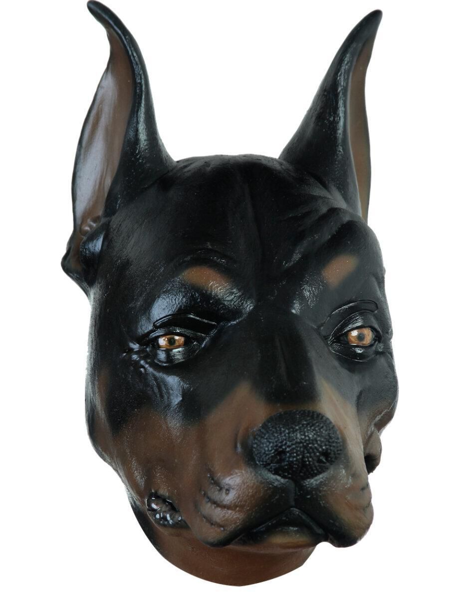 Máscara para disfraz de perro doberman furioso