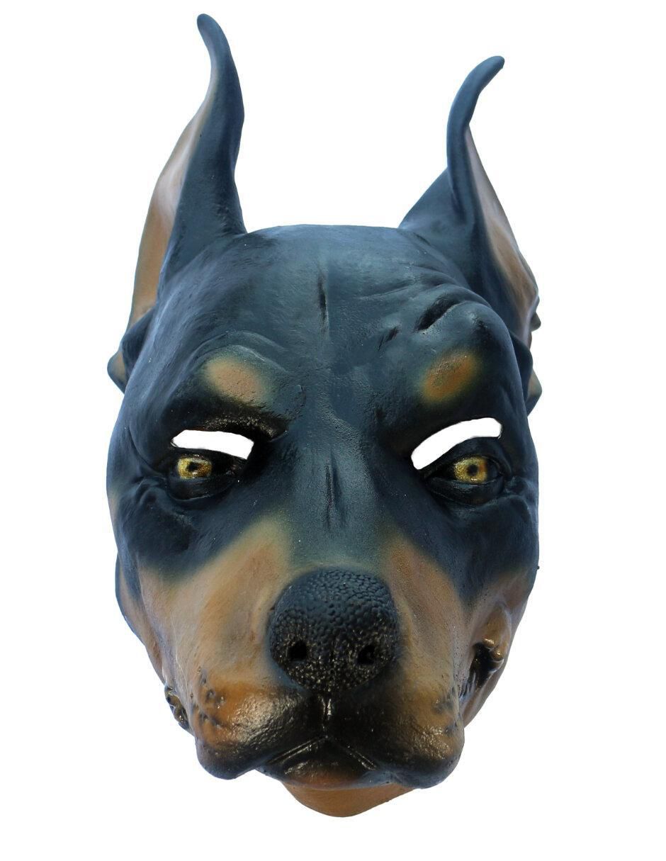 Máscara para disfraz de perro doberman furioso 3