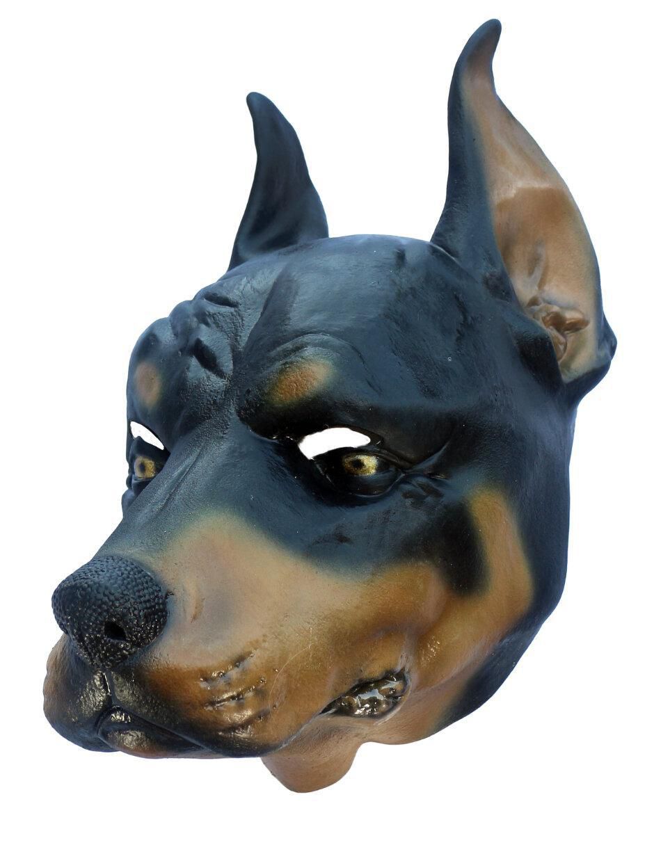 Máscara para disfraz de perro doberman furioso 9
