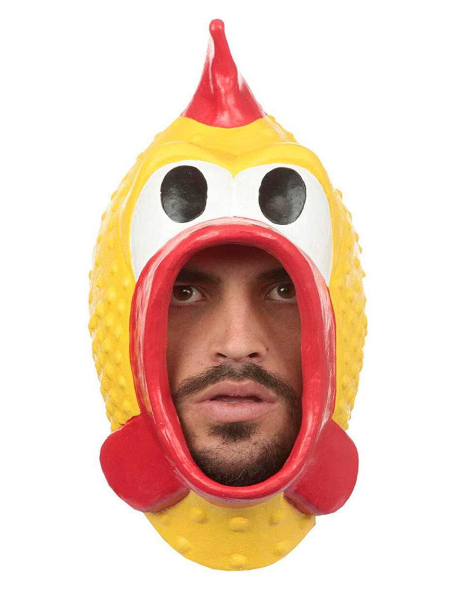 Máscara para disfraz de pollo rubber chillón Máscara para disfraz de pollo rubber chillón