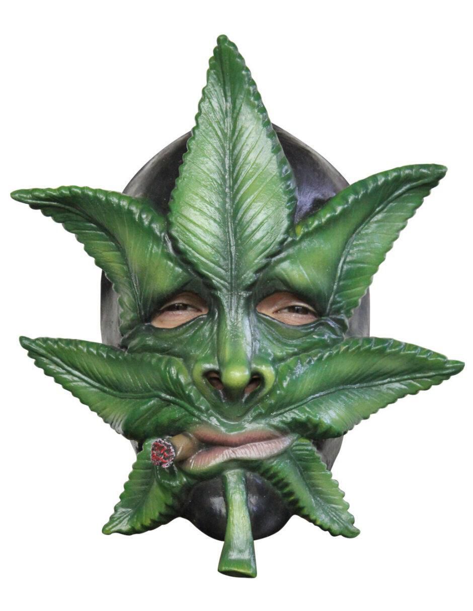 Máscara para disfraz de hierba mariguana